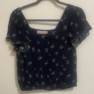 Dolan Dark Blue Floral Blouse